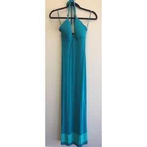 Teal green guess maxi halter dress M